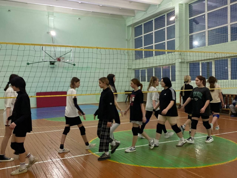 Товарищеская встреча по волейболу среди девушек.